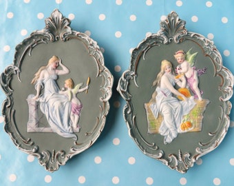 Schafer & Vater Cupid and Psyche Porcelain Plaques - Rococo Style.