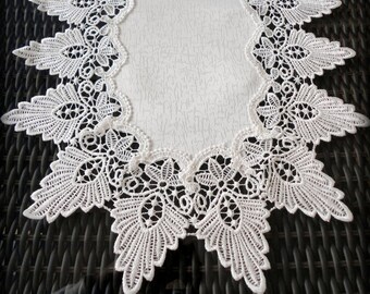 54" Antique White Dresser Table Runner Formal European Lace Doily