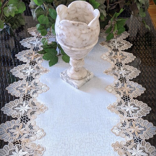 36 Dresser Scarf Table Runner Doily DECADENT WHITE Etsy