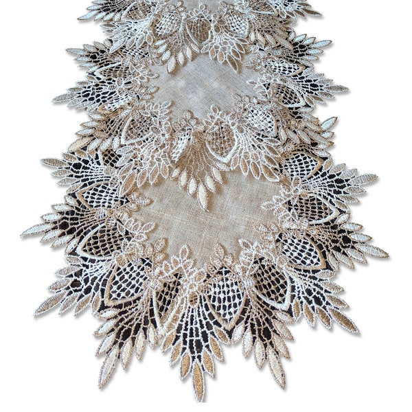 12"  Set of 3  Doilies Neutral Earth Tones European Lace Table Topper