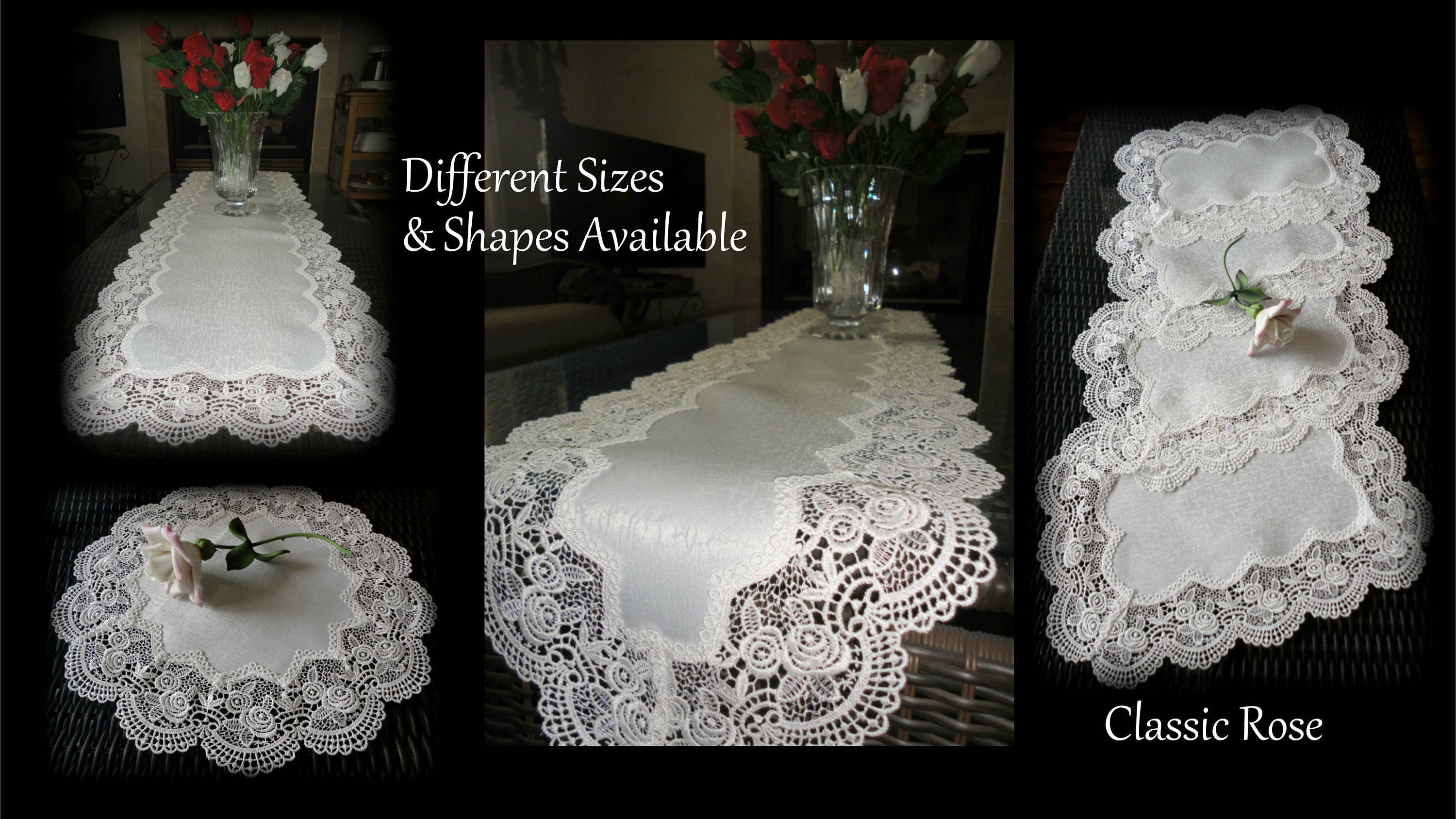 54 X 16 Rose Lace Dresser Scarf PLUS Two Place Etsy