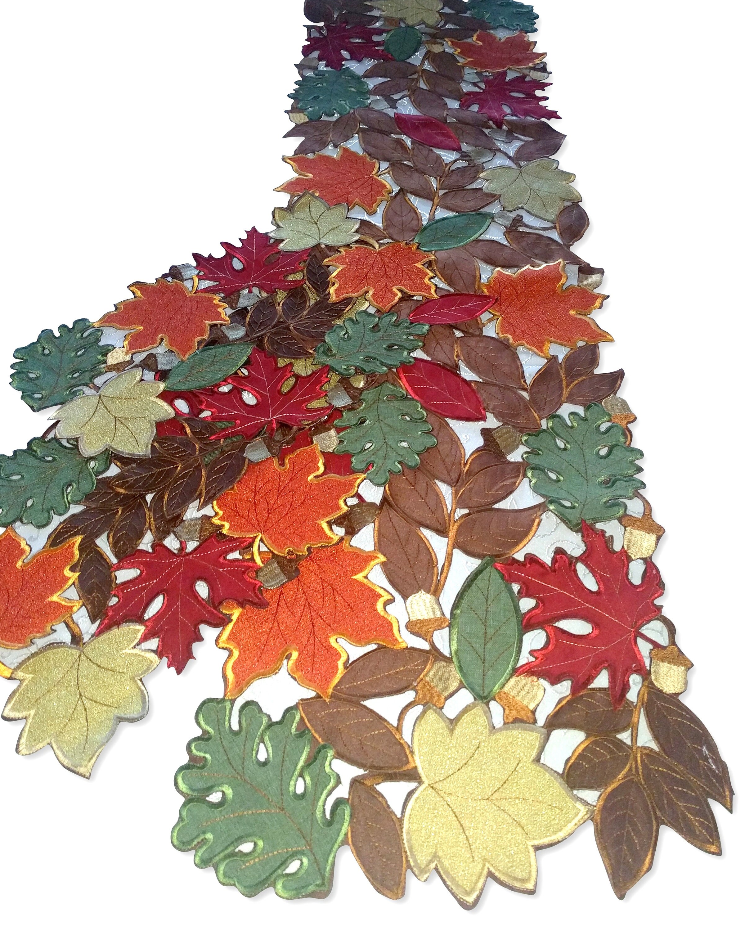 2 Doilies Maple Leaves Leaf Placemat Dresser Scarf Table Runner 54" Autumn Set 