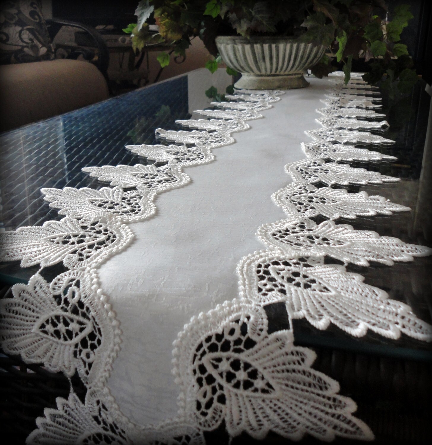 64 Antique White Dresser Scarf Formal European Lace Etsy