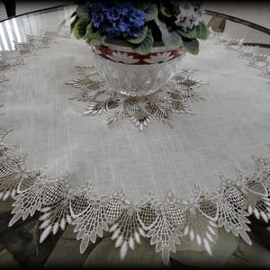 33 X-Large Doily Neutral Earth Tones European Lace Table Topper Dresser Scarf Active image 4