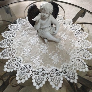 24&quot; Lace Doily Neutral Burlap Natural Taupe Antique Ivory Victorian