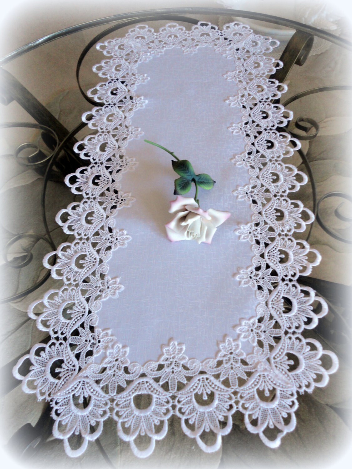 71 Dresser Scarf Table Runner Doily DECADENT WHITE Etsy