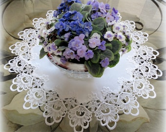 25"  Large Lace Decadent White Doily Table Topper Round