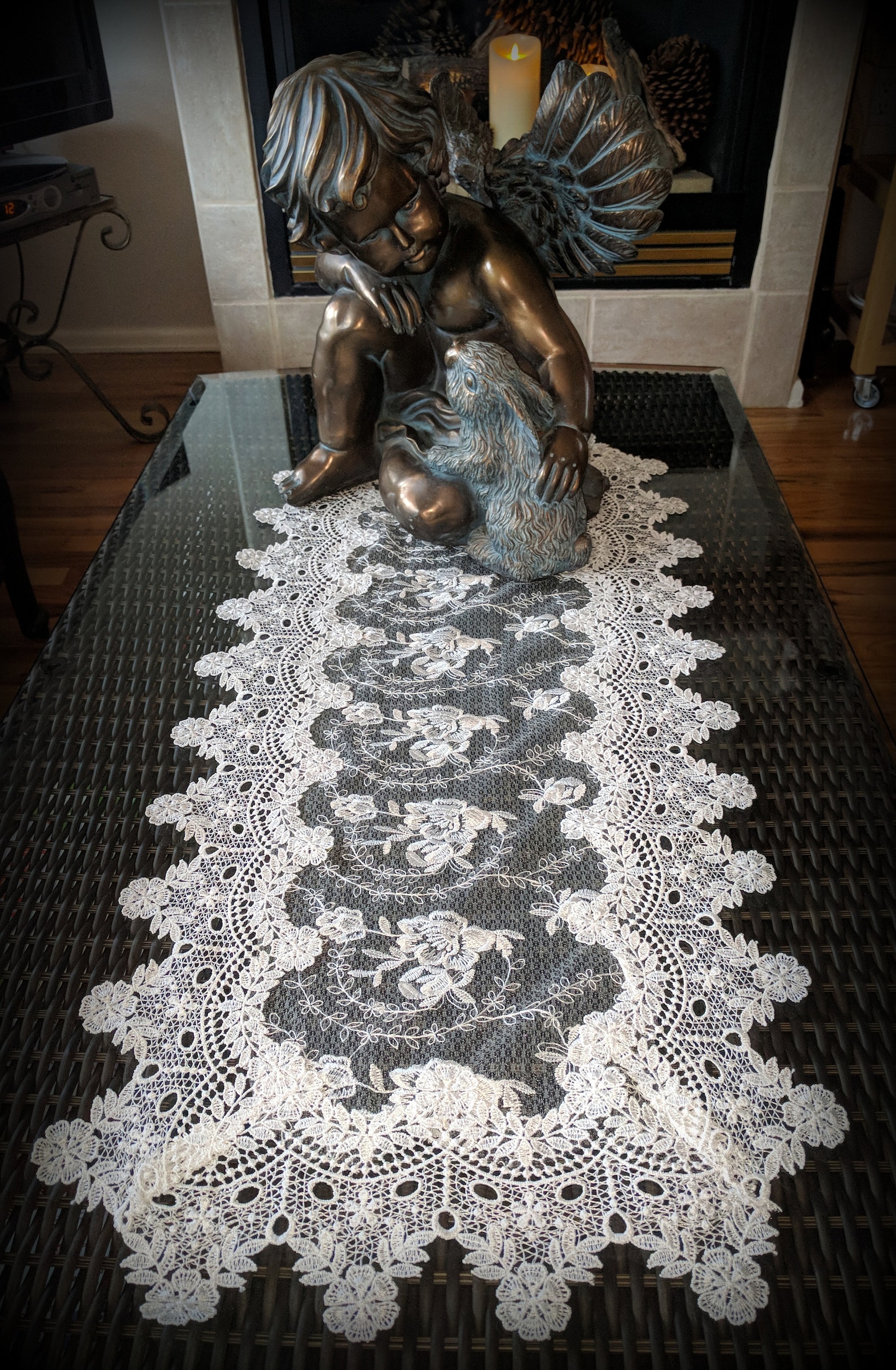 35 Antique Rose Sheer Dresser Scarf Table Runner Doily Etsy