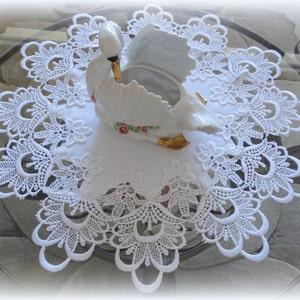 16" Lace Doilies SET of 2 Decadent White Delicate Round