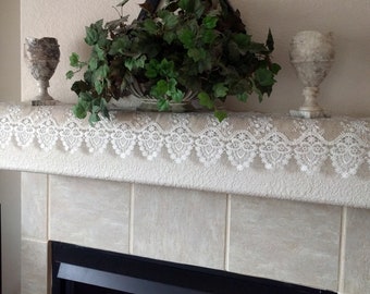 66" x 13" Mantel Shelf Dresser Scarf Lace Table Runner Doily Neutral Burlap Natural Taupe Victorian