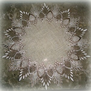 16 SET OF TWO Doily Neutral Earth Tones European Lace Table Topper image 3