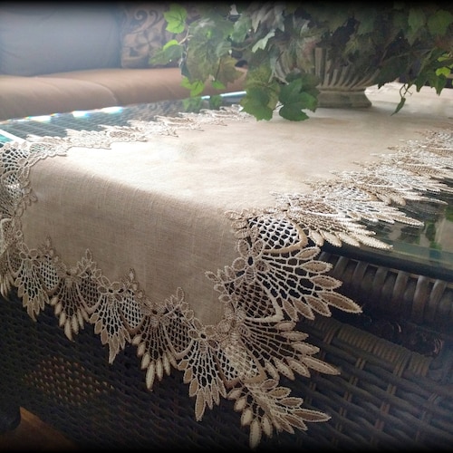 56 X 16 Lace Dresser Scarf Table Runner Neutral Etsy