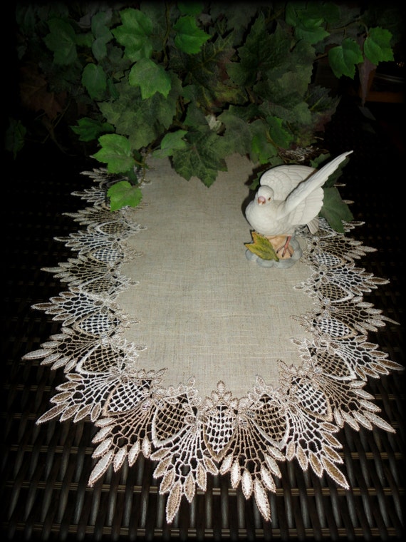 34" Table Runner Dresser Scarf Neutral Earth Tones European Lace - Etsy 34" Table Runner Dresser Scarf Neutral Earth Tones European Lace - Etsy