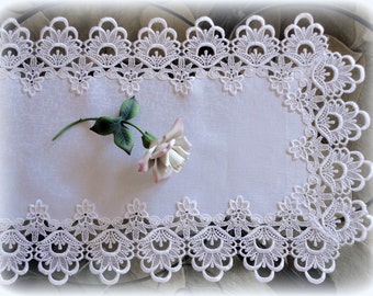 36" Dresser Scarf Table runner Doily DECADENT WHITE