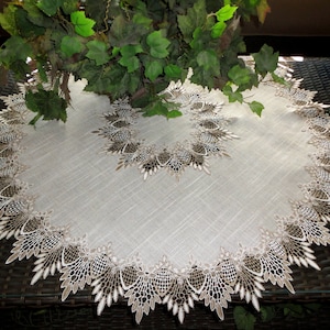 33 X-Large Doily Neutral Earth Tones European Lace Table Topper Dresser Scarf Active image 1