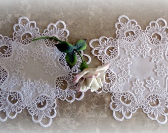 12" Lace Doilies SET of 2 Decadent White Delicate Round