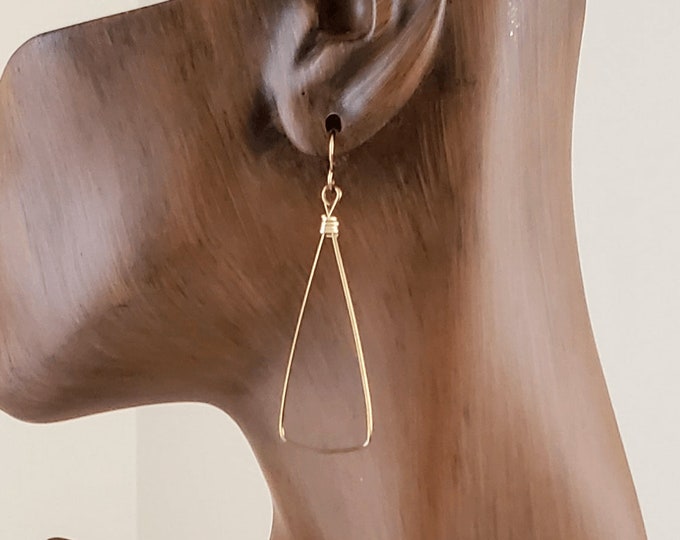 Dainty Copper and Gold Triangle Dangle Earrings