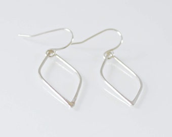 Silver Geometric Dangle Earrings - Simple Silver Drop Earrings