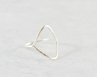 Silver Open Diamond Wire Ring -Minimalist Geometric Ring