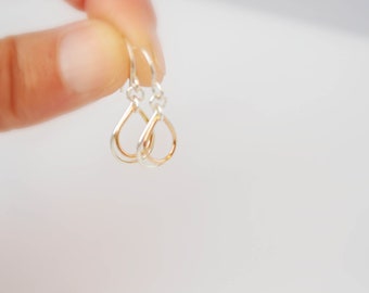 Dainty Silver Gold Teardrop Earrings, Small Chic Earrings, Minimalist Gift for Her