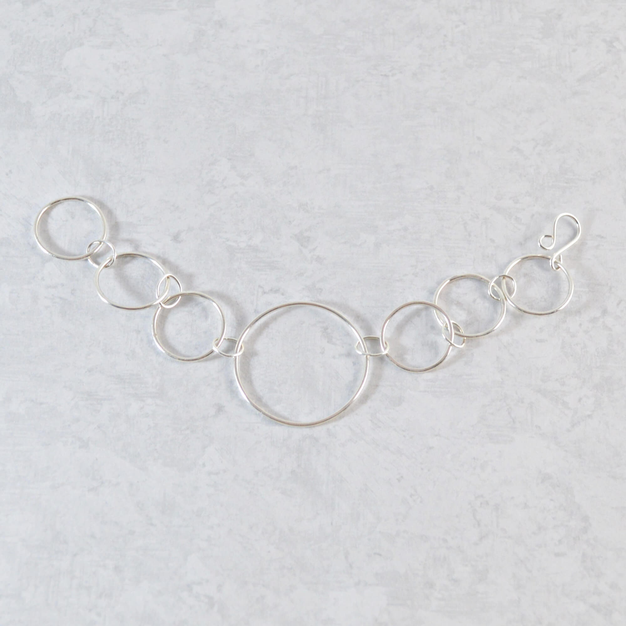Silver Statement Bracelet, Chic Circle Link Bracelet