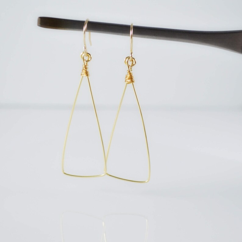 Gift for Her 2.5 Geometric Hoop Earrings Gold Triangle Earrings