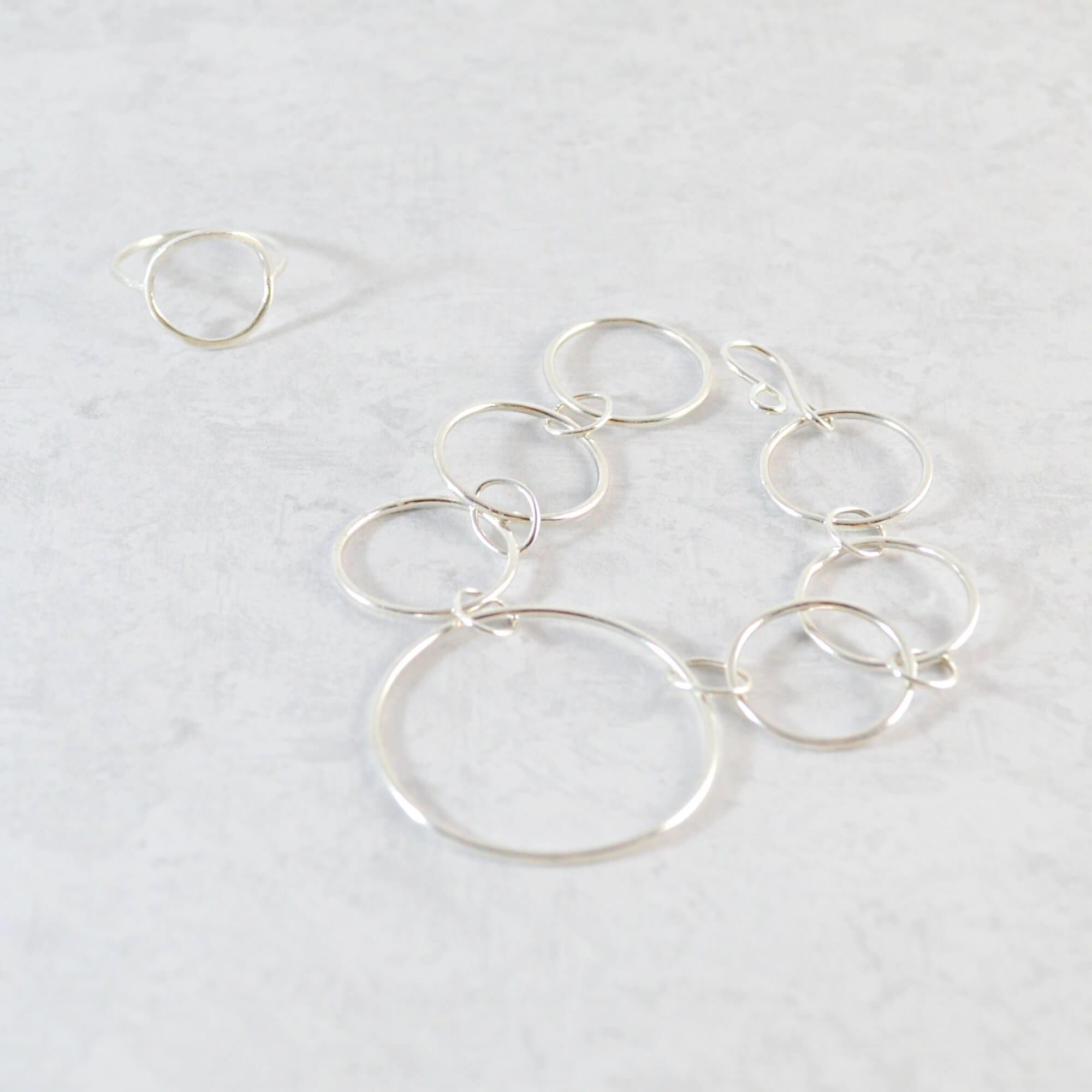 Silver Statement Bracelet, Chic Circle Link Bracelet