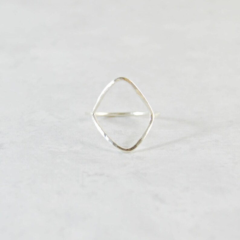 Silver Open Diamond Wire Ring Minimalist Geometric Ring Etsy.de