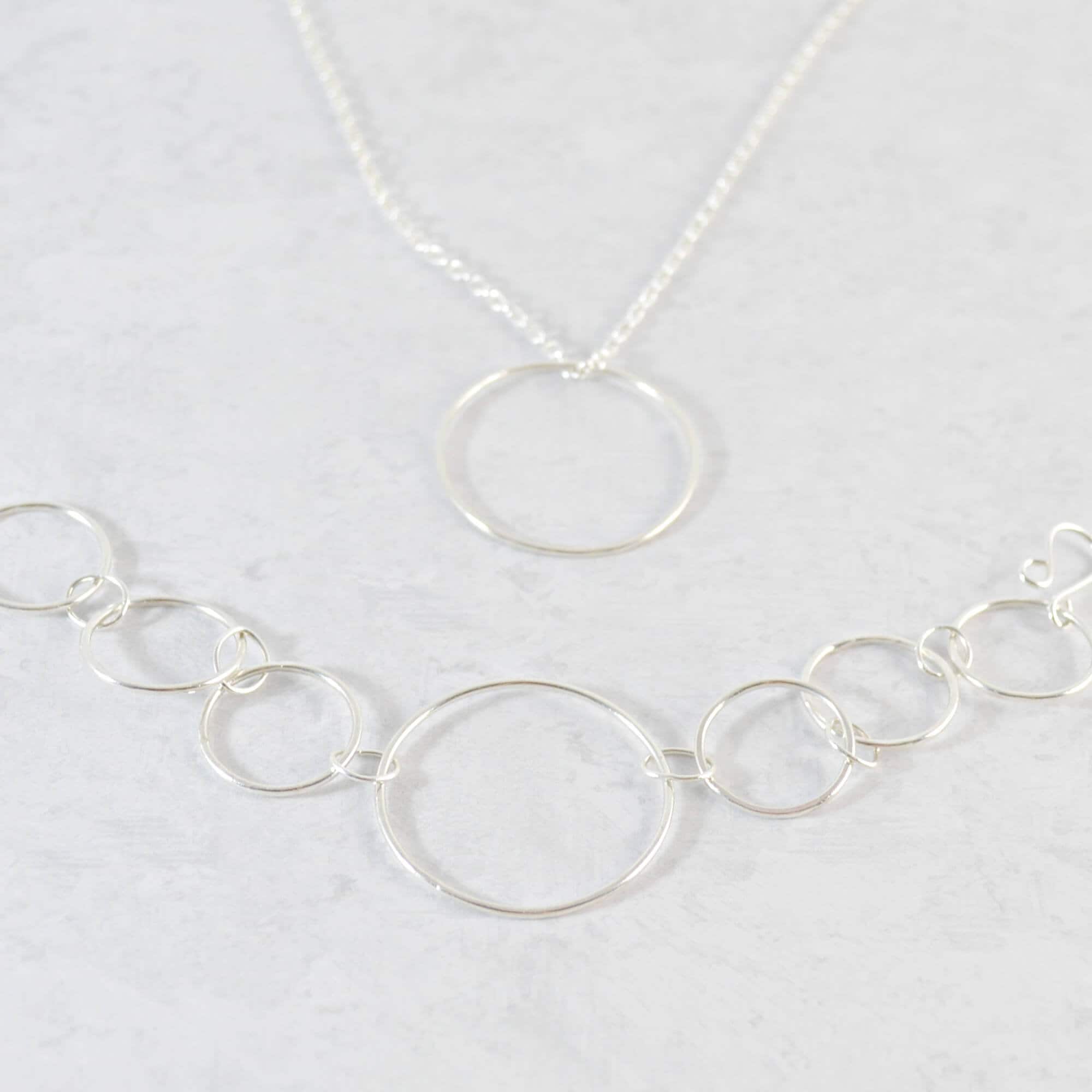 Silver Statement Bracelet, Chic Circle Link Bracelet