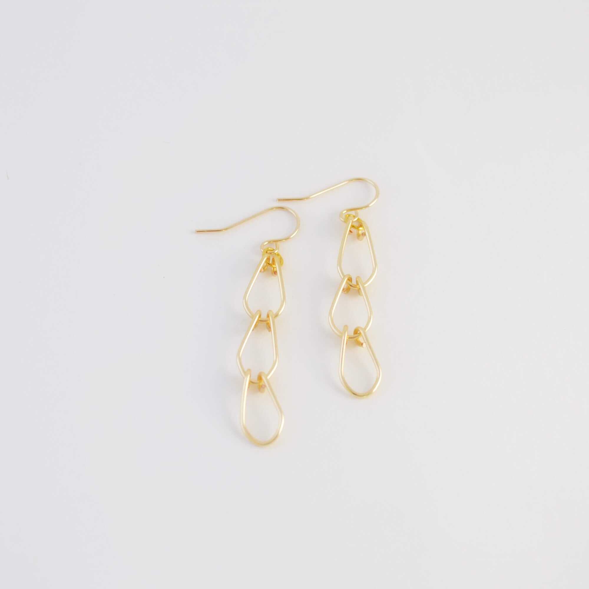 Gold Dangle Earrings, Oval Link Earrings, Long Chic Earrings for Her