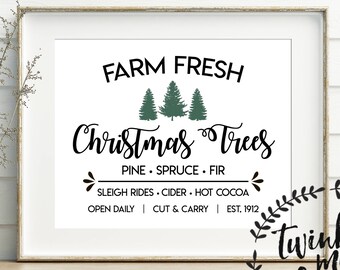 Christmas printable,  Farm Fresh Christmas Tree Sign, Holiday Prints, Christmas decoration, Christmas Art, Holiday Decor, Holiday Printable