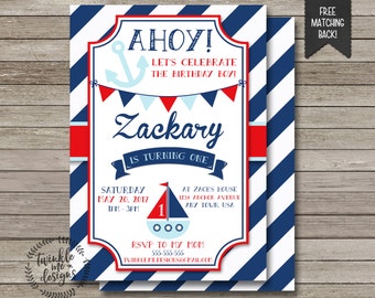 nautical boy 1st birthday boy nautical invitation ocean etsy