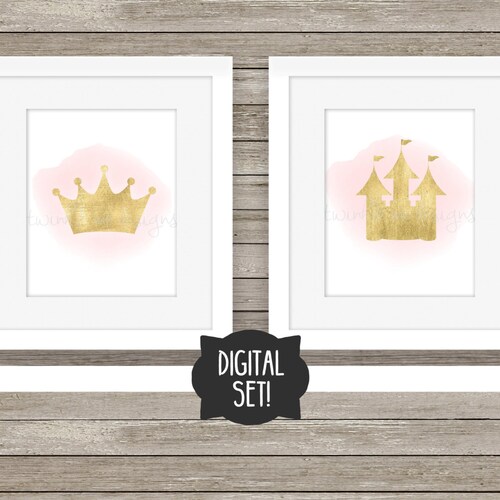 Pink and Gold Princess Wall Decor Girl Nursery Decor Etsy