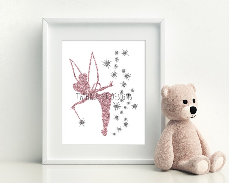 Tinkerbell Nursery Decor Wall Print Faries personalised birth Record