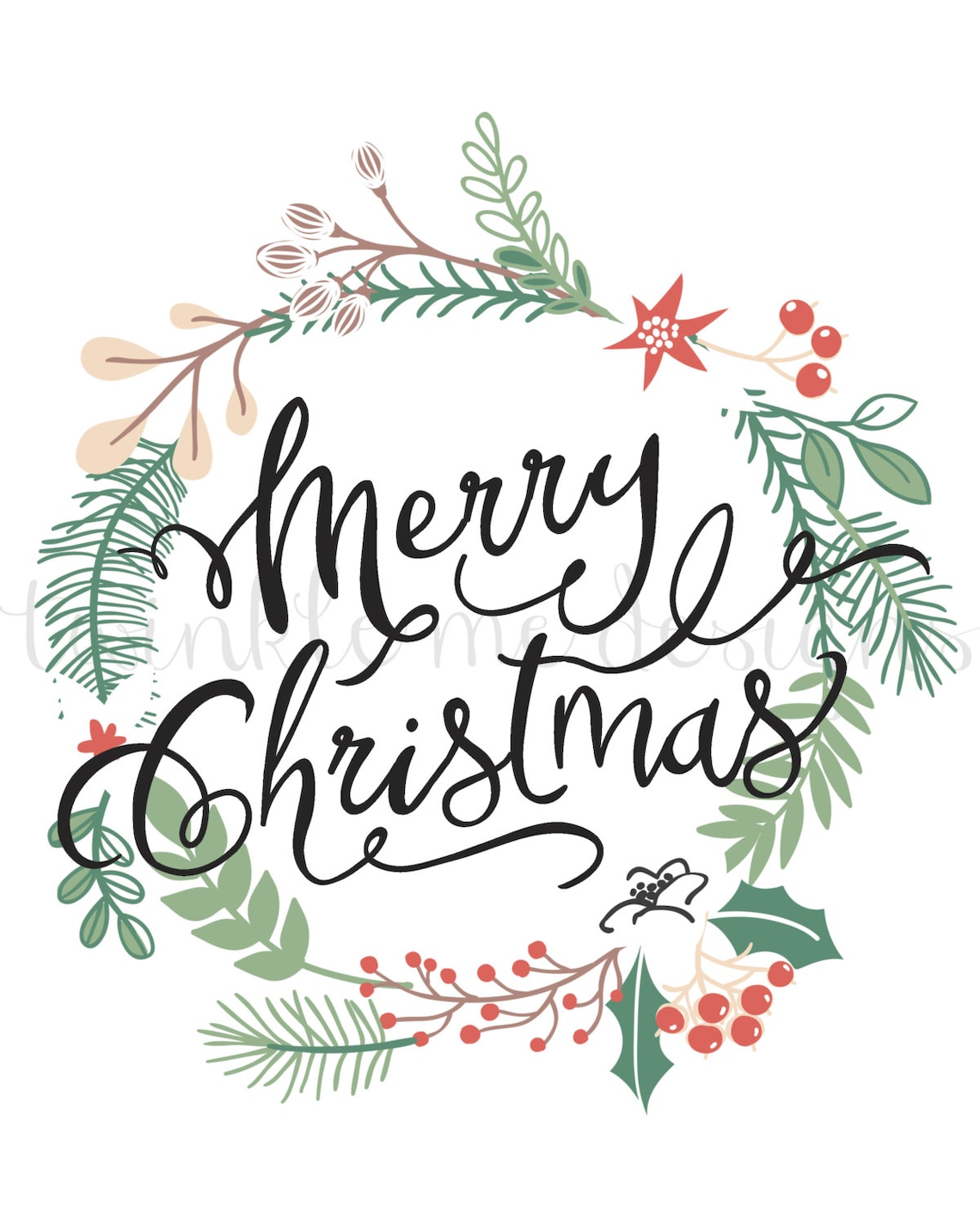 Christmas Printable Merry Christmas Wall Art Holiday Prints Etsy