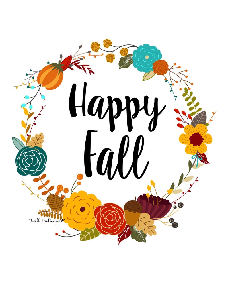 Fall Printable Fall Prints Happy Fall Sign Thanksgiving Etsy