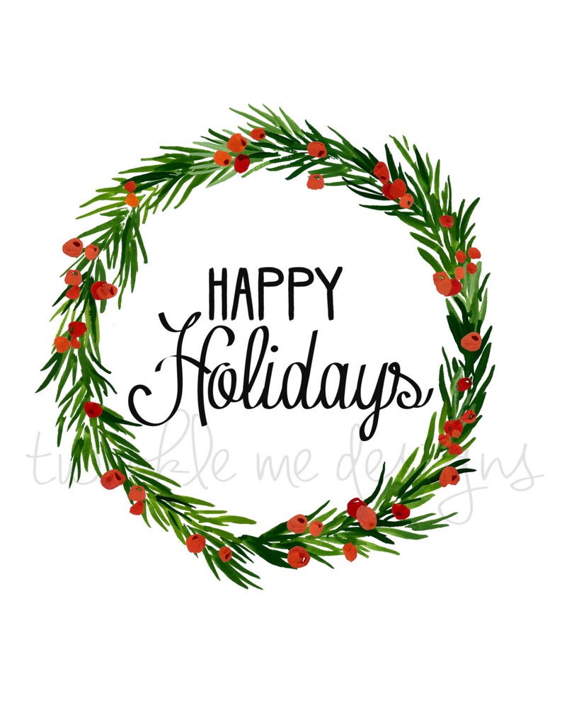 Happy Holidays Printable Holiday Art Decor Happy Holidays - Etsy