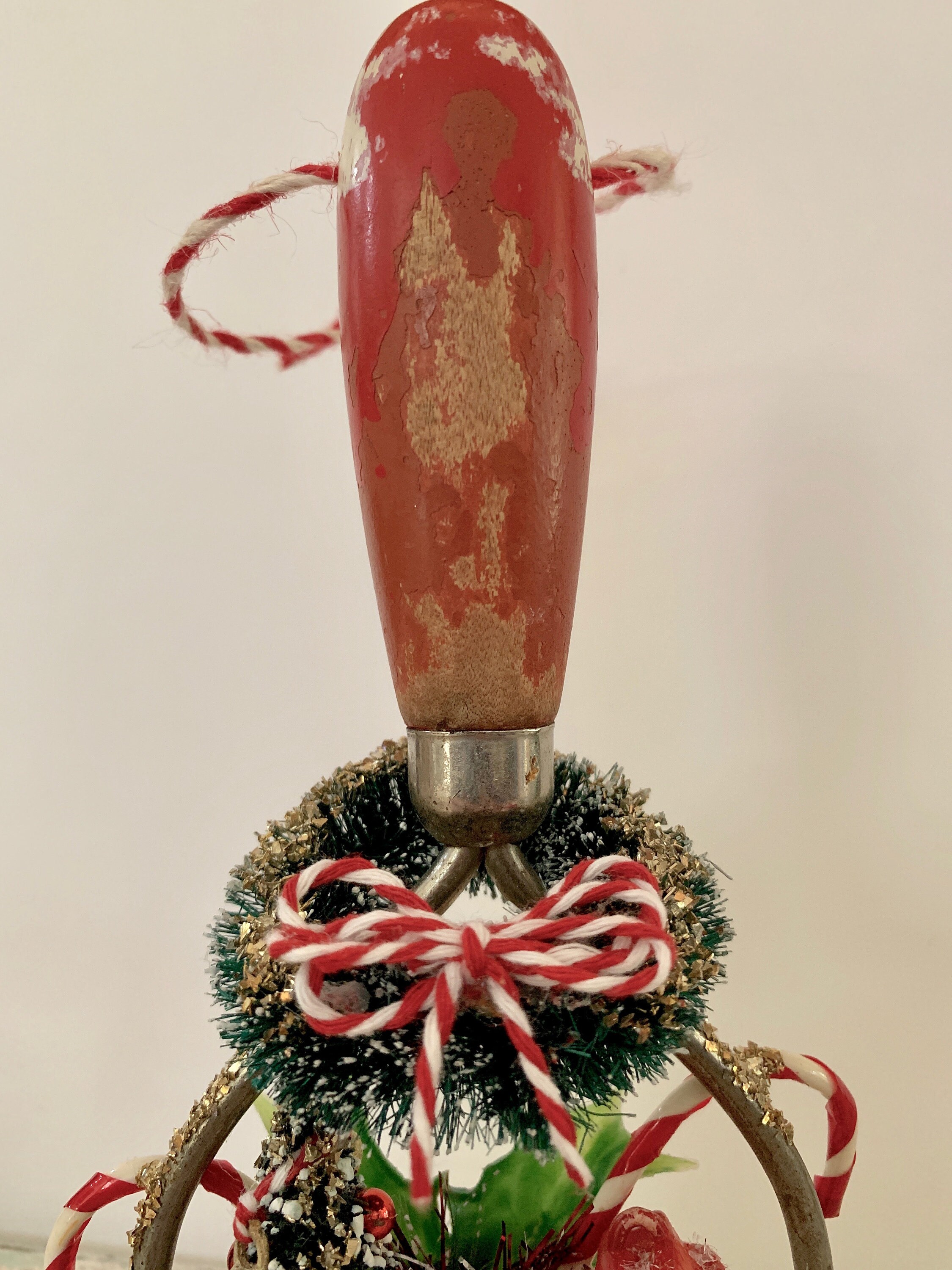 Handcrafted Christmas Vintage Red Wood Potato Masher Snowman Etsy