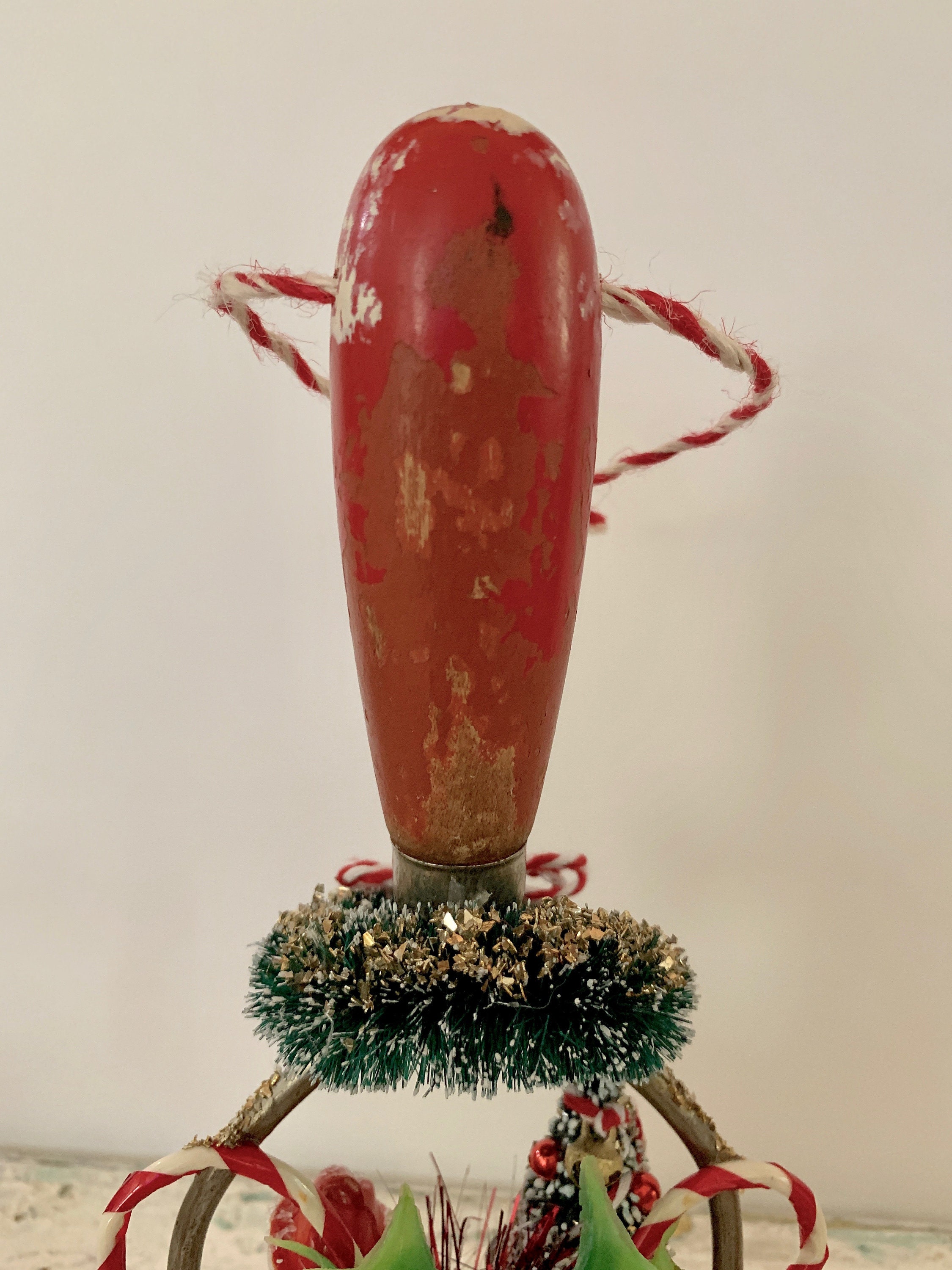 Handcrafted Christmas Vintage Red Wood Potato Masher Snowman Etsy