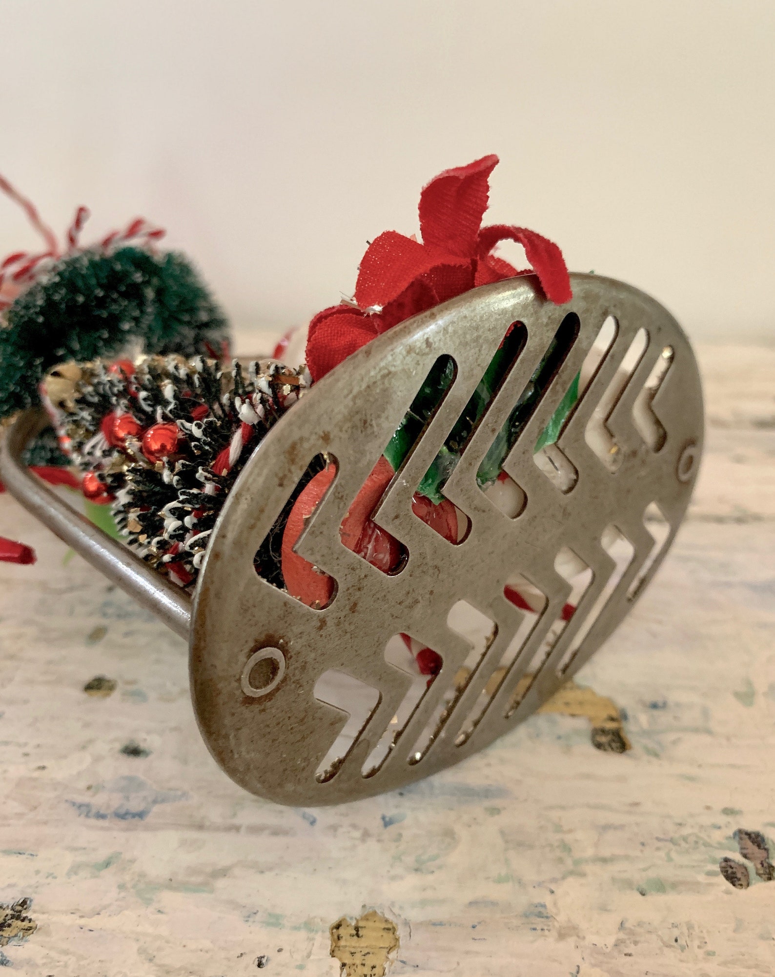 Handcrafted Christmas Vintage Red Wood Potato Masher Snowman Etsy