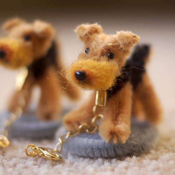 miniature Welsh Terrier, dollhouse pet, tiny Terrier dog sculpture, OOAK, tiny dog sculpture, miniature dog, felted dog, Felted animals