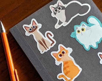 Cat Stickers, Vinyl Weather-Proof Sticker, Cat Lover's Gift, Kitty stickers, Planner Stickers, Laptop Stickers, Tumblr Stickers, Sticker Set