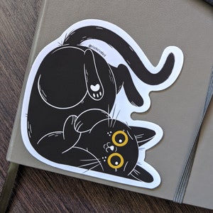 Silly Black Cat Sticker, Vinyl Weather-Proof Sticker image 1