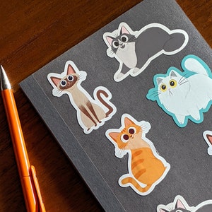 Cat Stickers, Vinyl Weather-Proof Sticker, Cat Lover's Gift, Kitty stickers, Planner Stickers, Laptop Stickers, Tumblr Stickers, Sticker Set