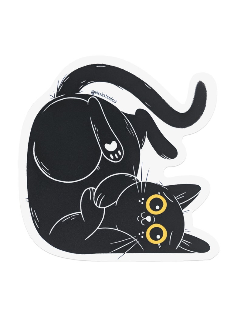 Silly Black Cat Sticker, Vinyl Weather-Proof Sticker image 2