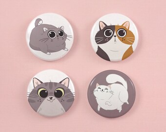 Fat Cat Fridge Magnets for Cat Lovers, Set of 4