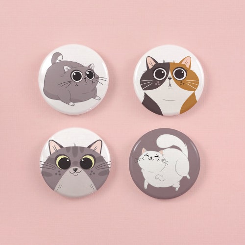 Cute Cat Fridge for Cat Lovers Set of 4 Etsy