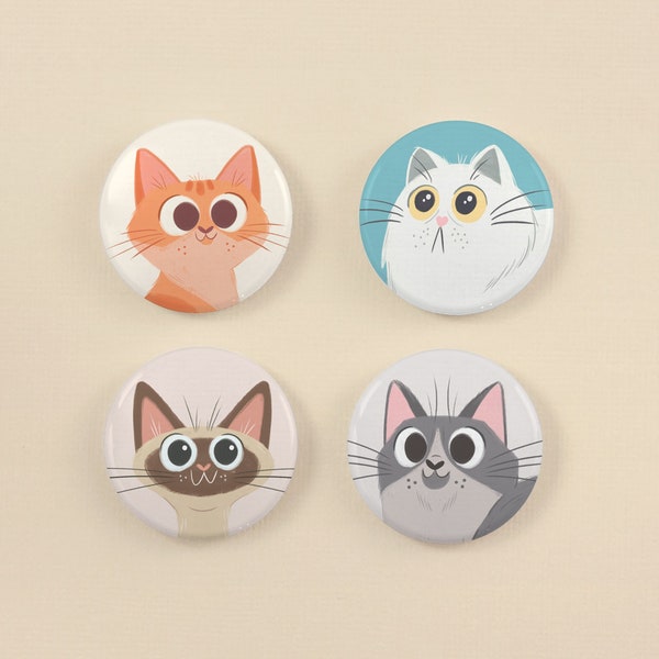 Cute Cat Fridge Magnets for Cat Lovers, Set of 4