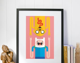 Jake And Finn Art Print,  Adventure Time Print, Kids Decor, Nursery Decor, Home Decor,  Minimalist Art, Geek Gift, Archival Print, "8.5x11"