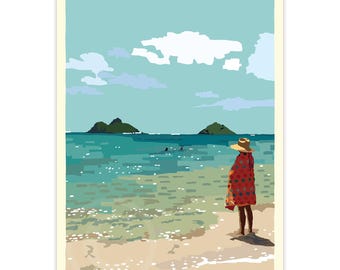 Twin Island Peace Art Print 18" x 24" Wall Poster By Alan Claude - Kailua, Hawaii